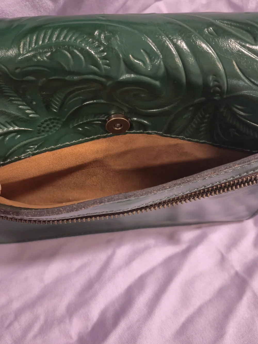 Beautiful Patricia Nash Tooled Leather Crossbody Bag -deep Green